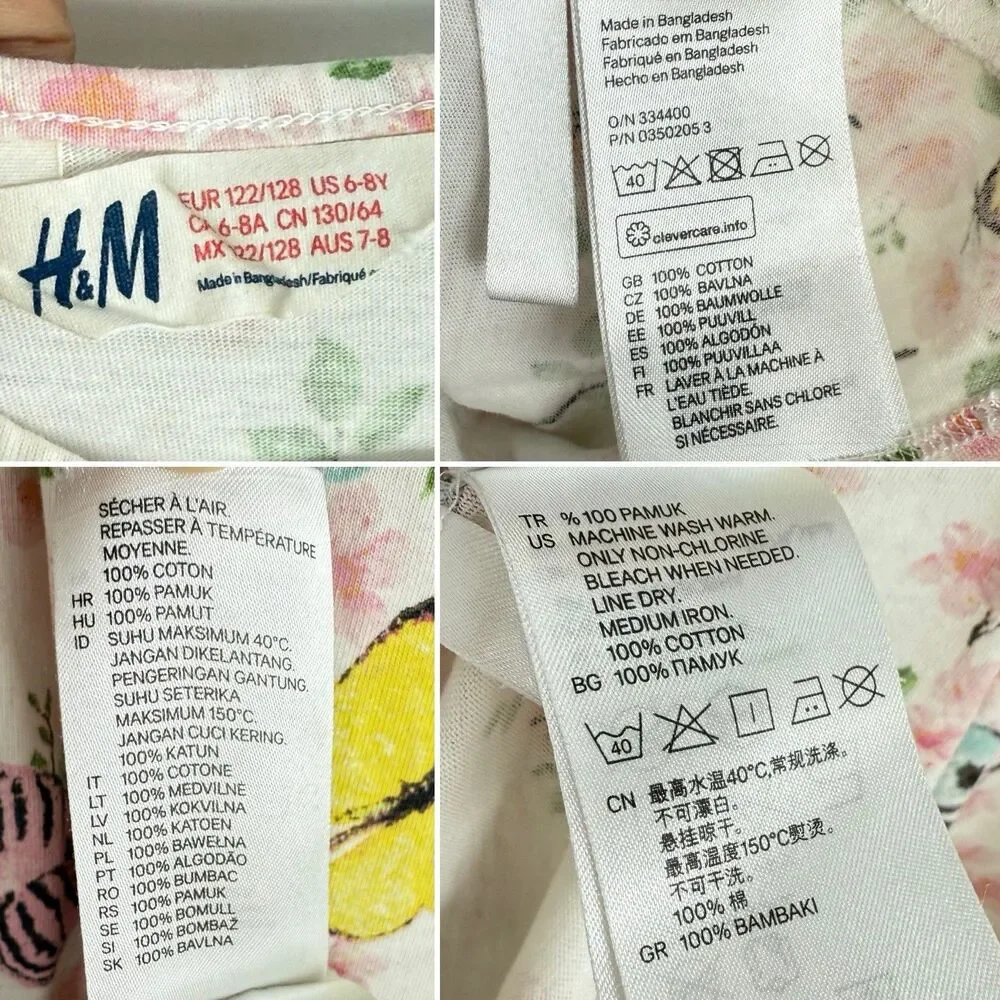 H&M Girls Sun Dress Size 6-8 Years Butterfly And Flowers